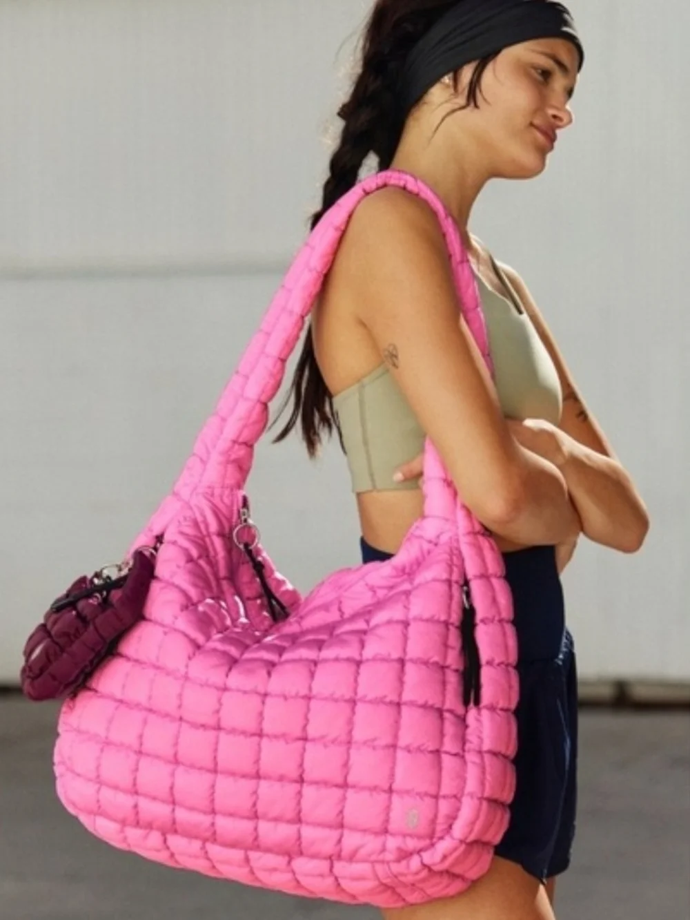 NWT Free People FP Movement Quilted Carryall Bag Pink Bubblegum